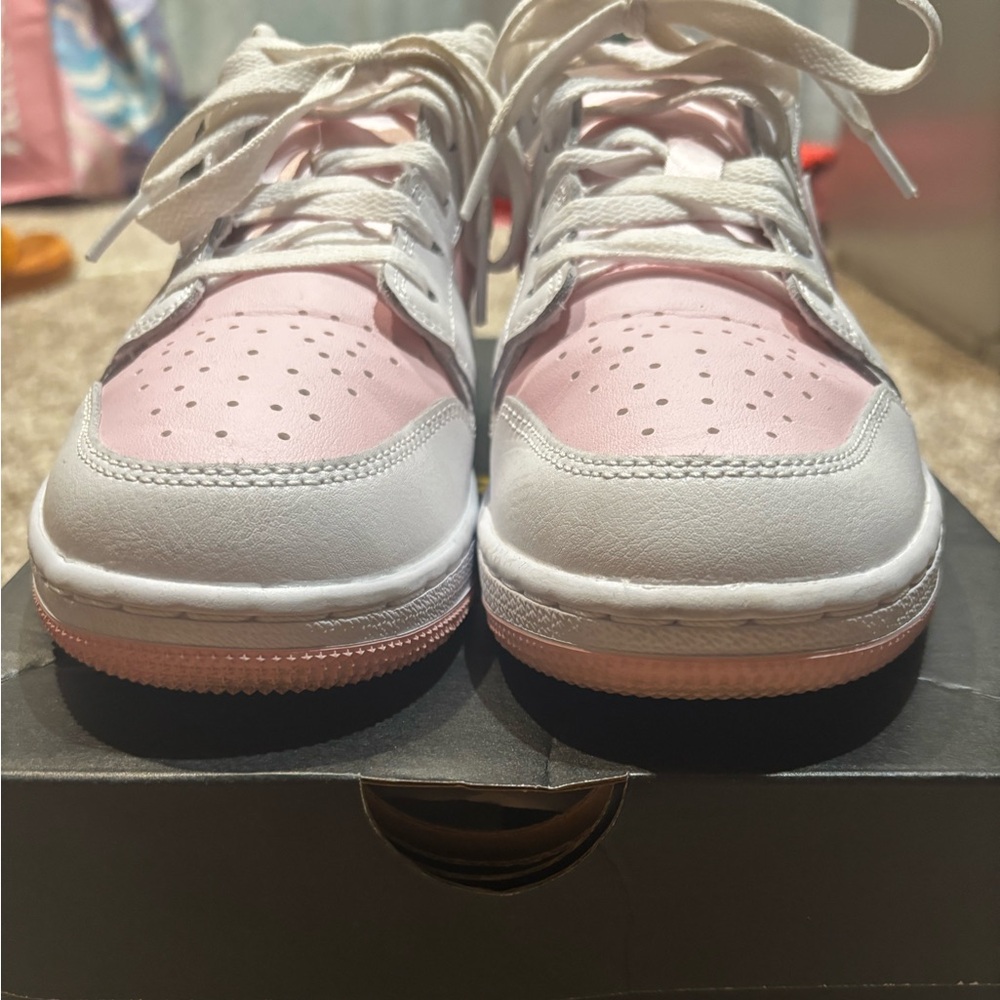 Like New Air Jordan 1 Low Pink and White Sneakers